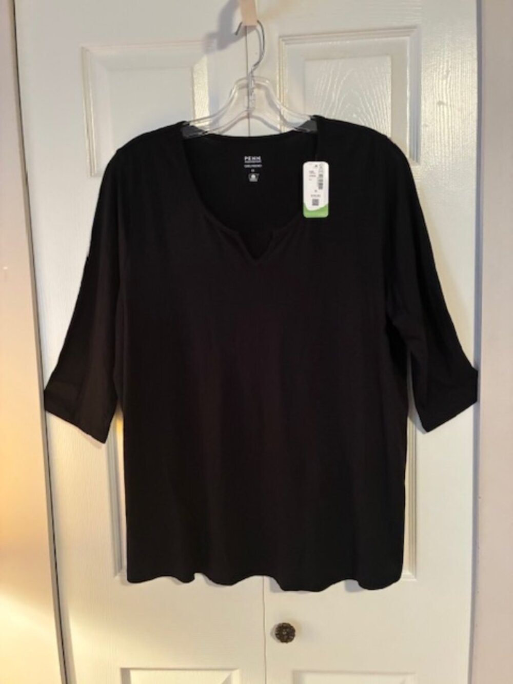 NWT Size 1X PENN Black Girlfriend EcoCosy 3/4 Sleeve Tunic Top